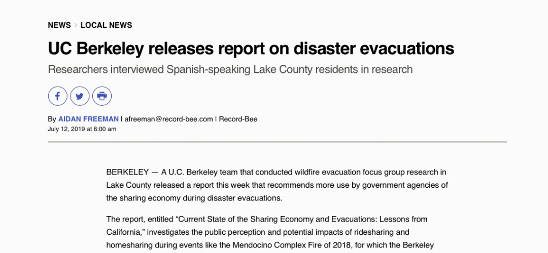 UC Berkeley releases report on disaster evacuations